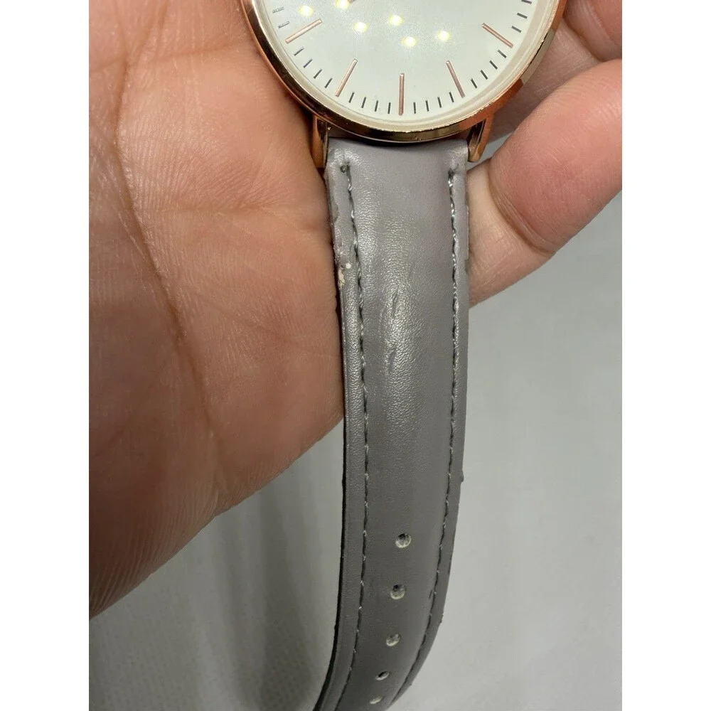 ROSEFIELD AMS | NYC Women’s Quartz Analog Watch White Dial Gray Leather Strap